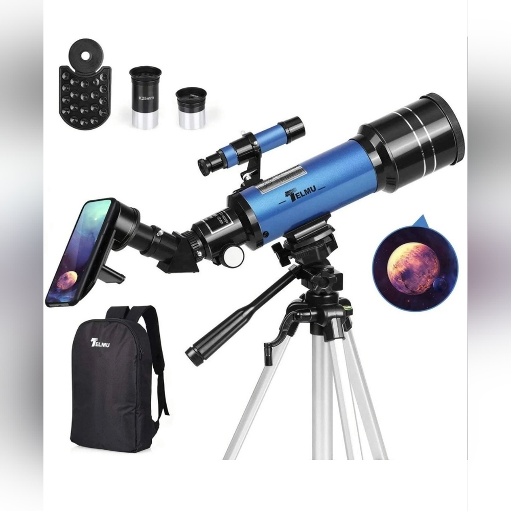 Astronomical Telescope – 70mm Refractor with Phone Adapter & Tripod